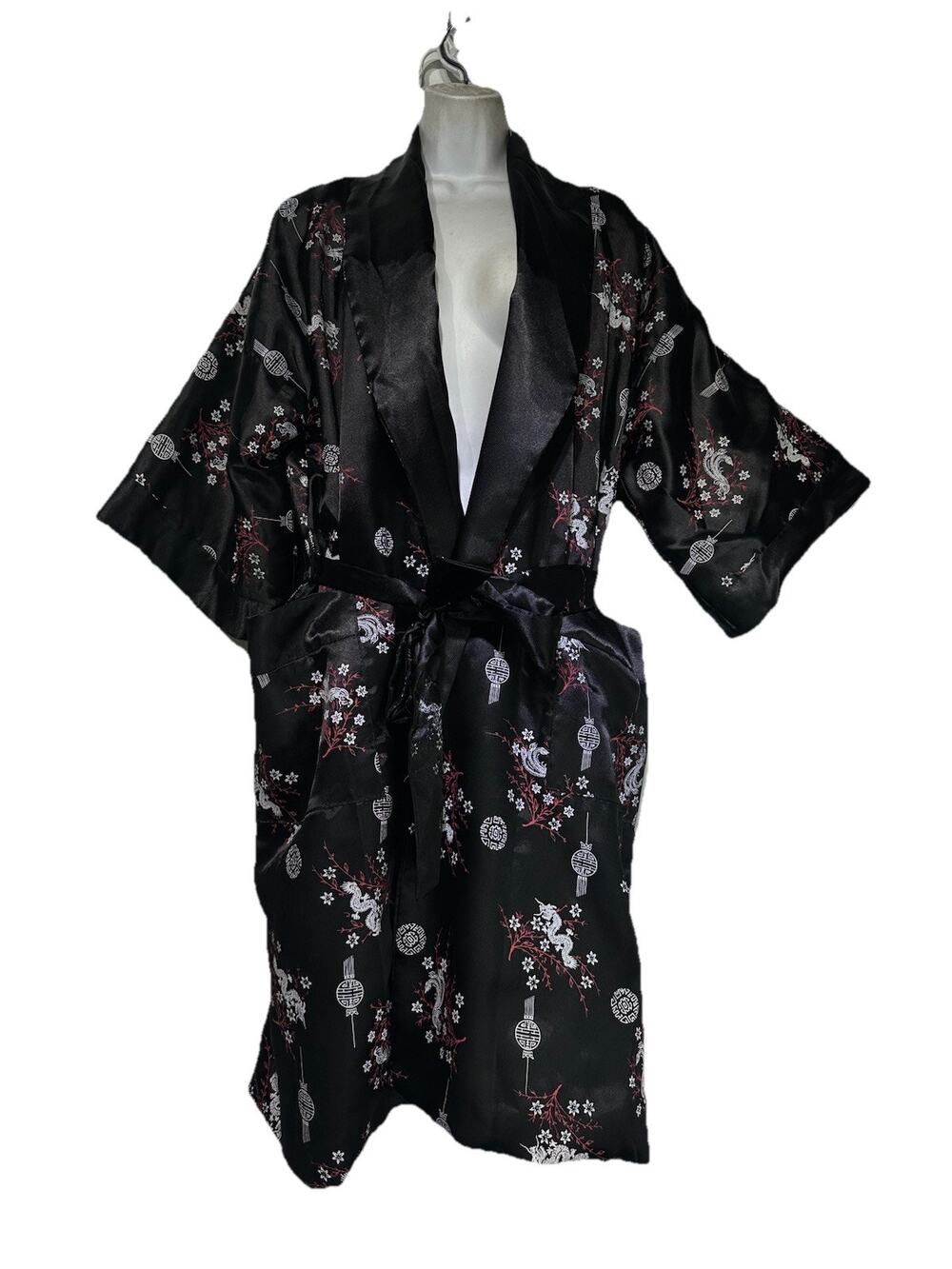 alexander del rossa oriental dragon embroidered robe Size M Reversible Pockets